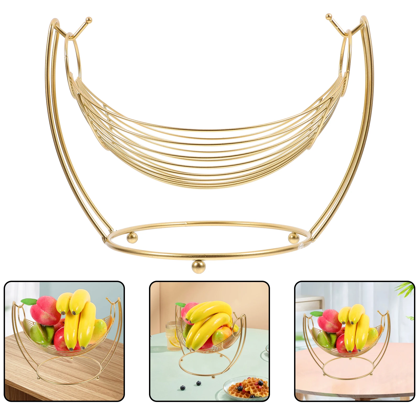 

Snack Storage Basket Fruit Bowl Countertop Kitchen Organizer Hollow Metal Nordic