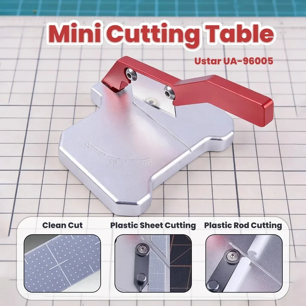 Ustar UA-96005 Mini Desktop Multi-Angle Cutting Table 0-90° Precision Cutter Plastic Sheet Rod Model DIY Hobby Tool