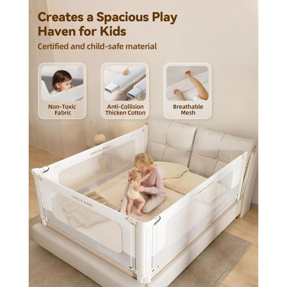 Trilho de cama para crianças, trilhos de cama de criança engrossados e reforçados com trava dupla para crianças, guarda de trilho de cama de bebê infantil atualizada/cama si