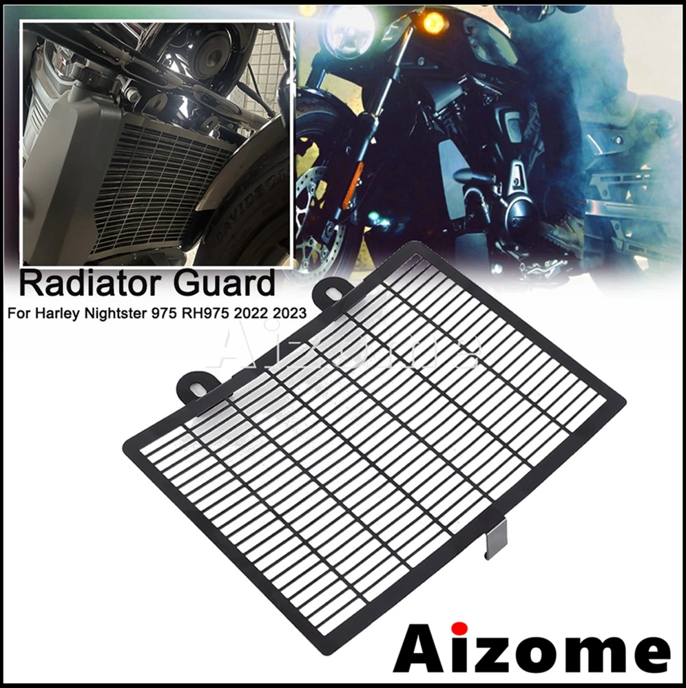 

1pc Black Aluminum Motorcycle Radiator Grill Guard Engine Oil Cooler Grille Cover For Harley Nightster 975 RH975 RH975 2022 2023