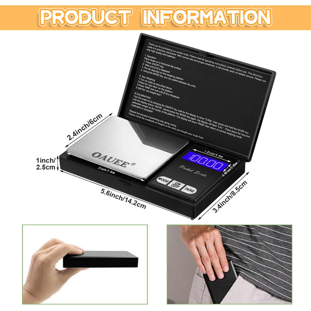 Mini Kitchen Scale Jewelry High Accuracy 0.01g/0.1g Electronic Weight Scale Digital Pocket Scale Gram Balance Weight Scales