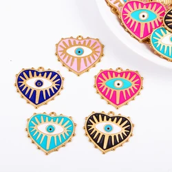 3Pcs/Lot Big Size Alloy Enamel Creative Turkish Evil Eye Hearts Charms For Jewelry Making DIY Keychain Necklace Pendants Crafts