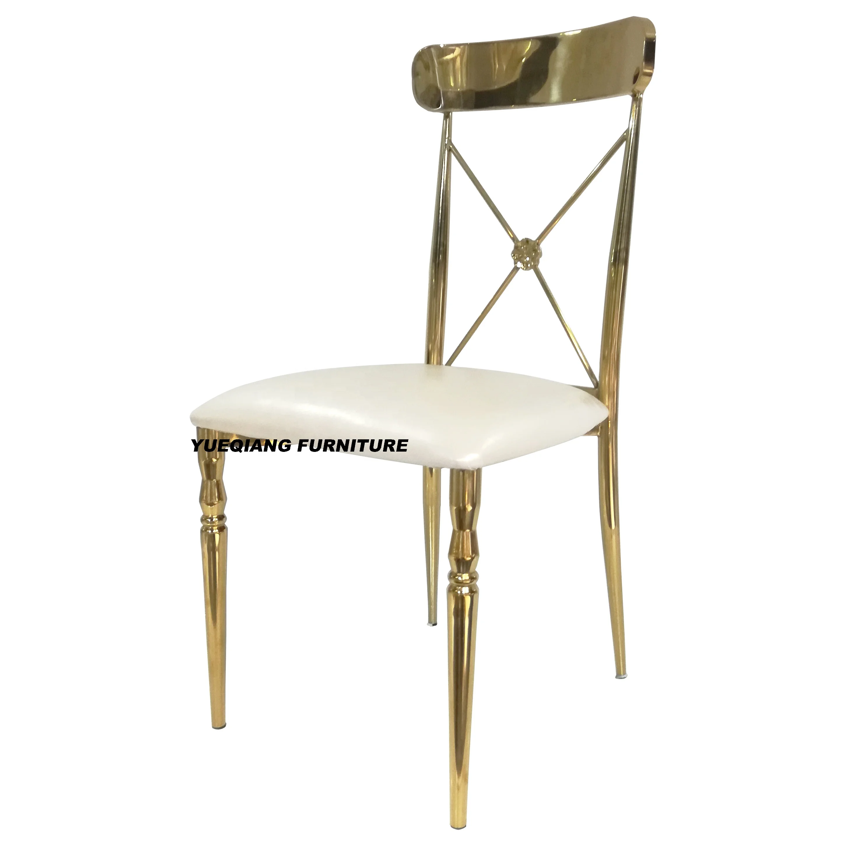 

Durable Nice Luxe Golden Mettal X Back Wedding Club guess Chairs With Cautions for Events