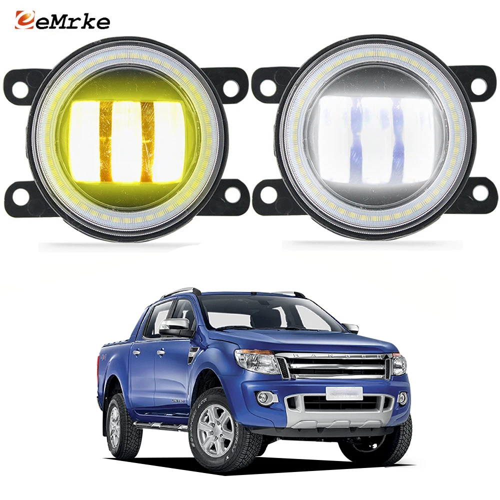 

2X Car Front Bumper Fog Light For Ford Ranger PX PX2 P375 T6 2012 2013 2014 2015 H11 LED Lens Fog Lamp Angel Eyes DRL 3000LM 12V