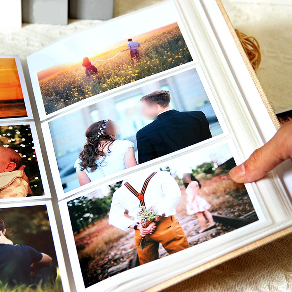 Photo Album Fabric Linen Cover 4x6 Inch with 300 Pockets Slip In Design for Organizing Wedding and Family Pictures
