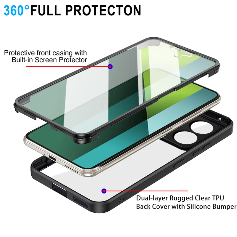 For Xiaomi Poco X6 Pro 5G Case 360 Full Clear Hybrid PC Hard Phone Case For Pocox6pro Poko Little X6pro X 6 Pro 6X Back Cover