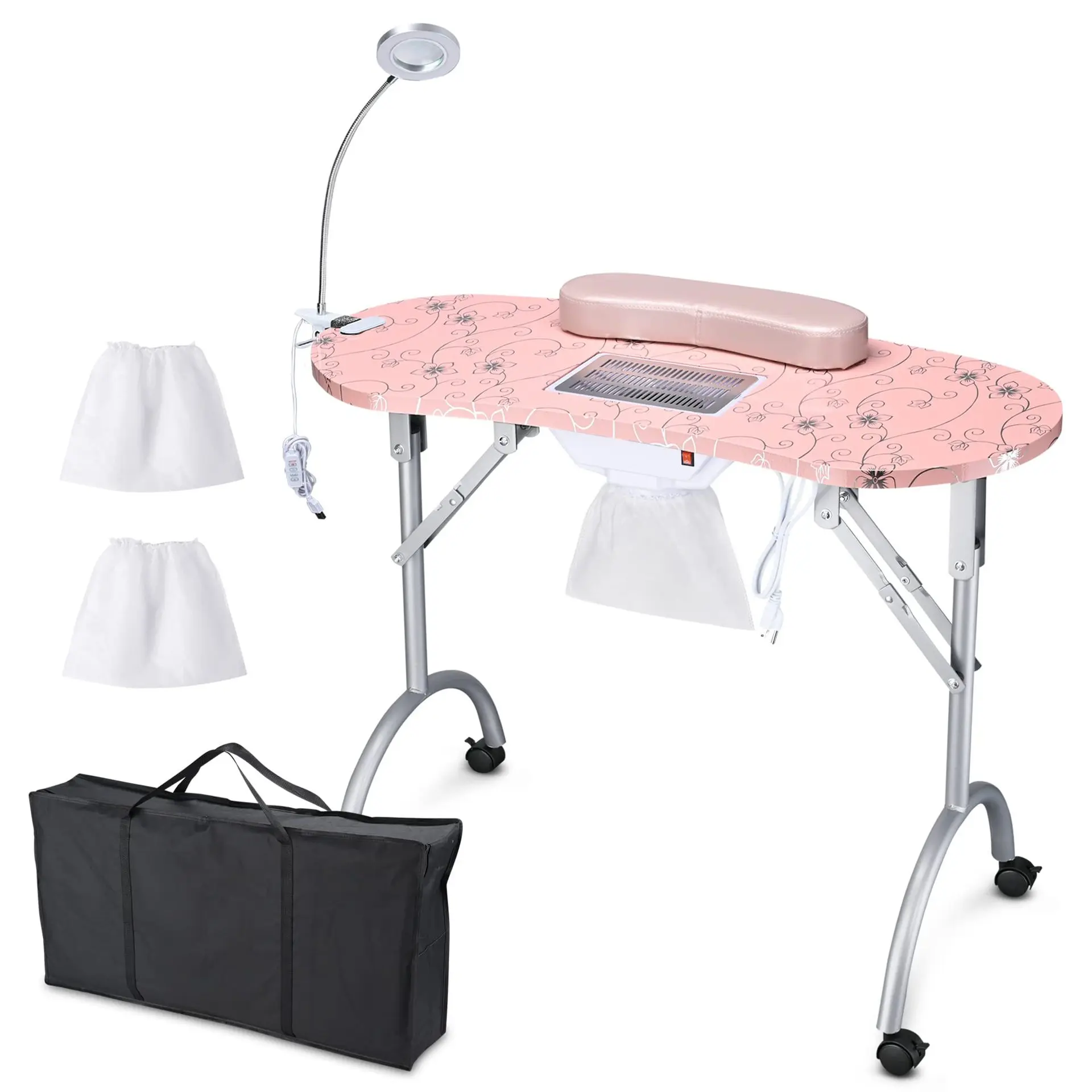 New pattern manicure table with lamp portable folding table with suction cup beauty salon manicure table