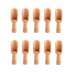 5/10Pcs Mini Wooden Salt Spoons Shovels Coffee Honey Sugar Scoops Teaspoon Condiment Spoon Round Handle Kitchen Utensils