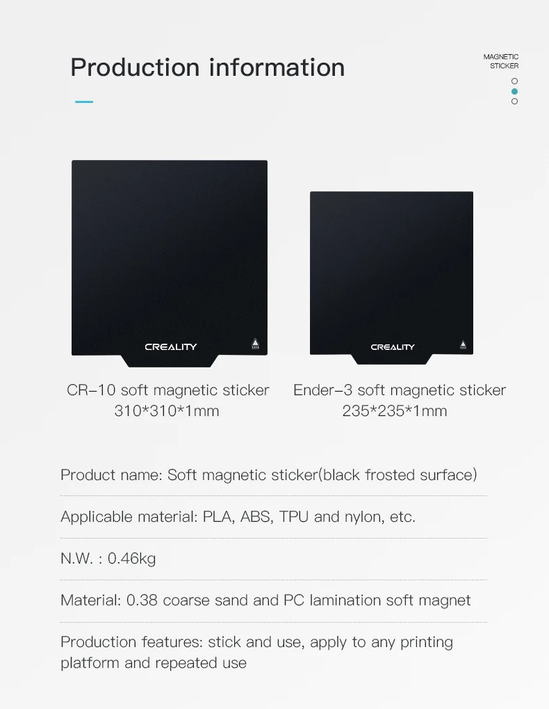 Creality Ender 3 weiche magnetische Aufkleberplatte 235 * 235 * 1 mm Creality 3D-Drucker-Teilezubehör für Edner3pro beheiztes Bett – Detail 7