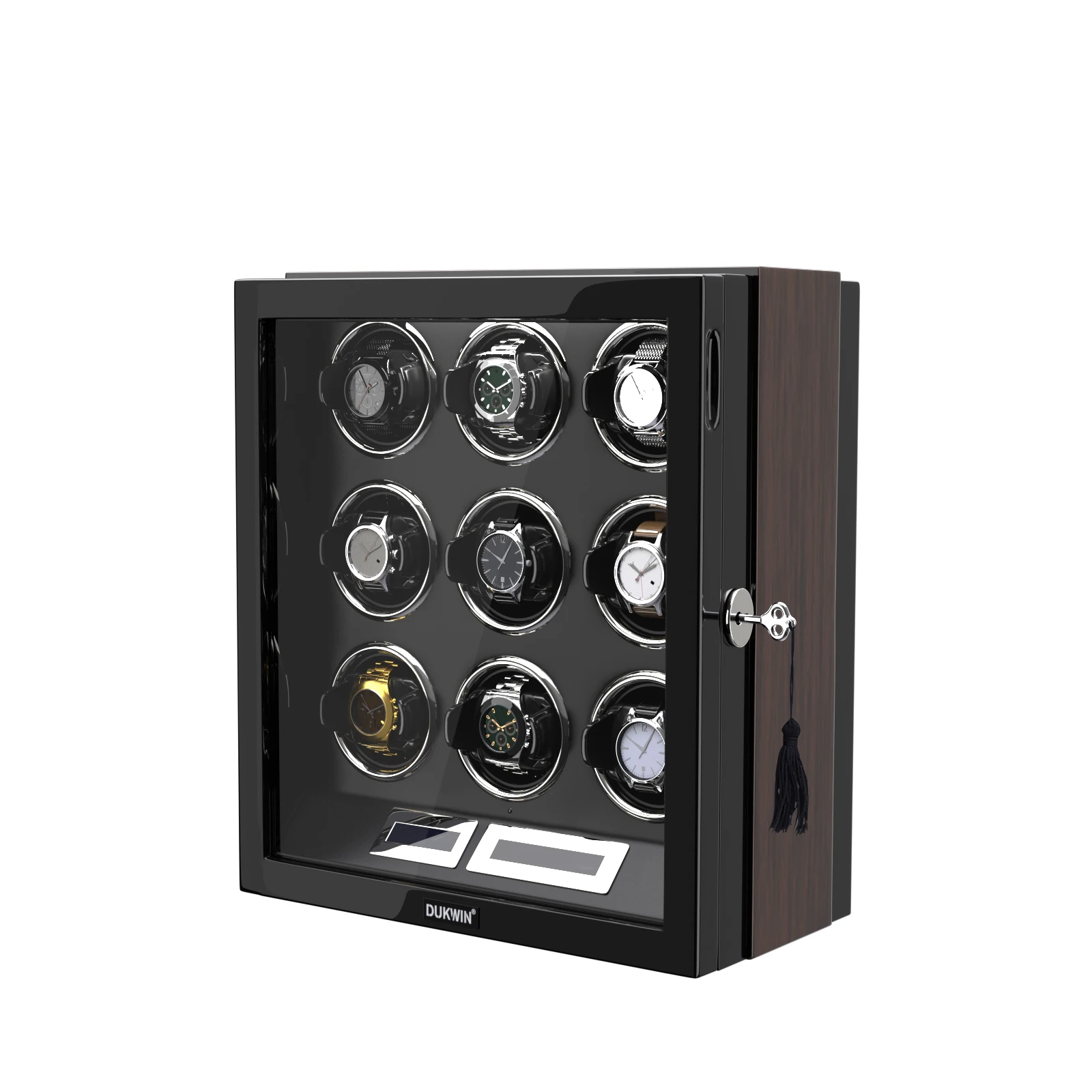 Watch Winder For 3 6 9 Automatic Watches LCD Touch Screen and Led Light Wooden Watch Safe Storage Box