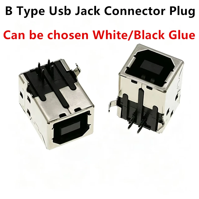 20Pcs B Type Usb Jack Connector Printer Port Female Socket Right Angle PCB Connector DB90 BF Data Cable Plug White/Black Glue
