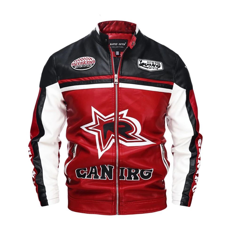 Spring Autumn Men's Biker PU Leather Jackets Man Streetwear Embroidery Motorcycle Coats Man Windbreaker Cargo Leather Jackets