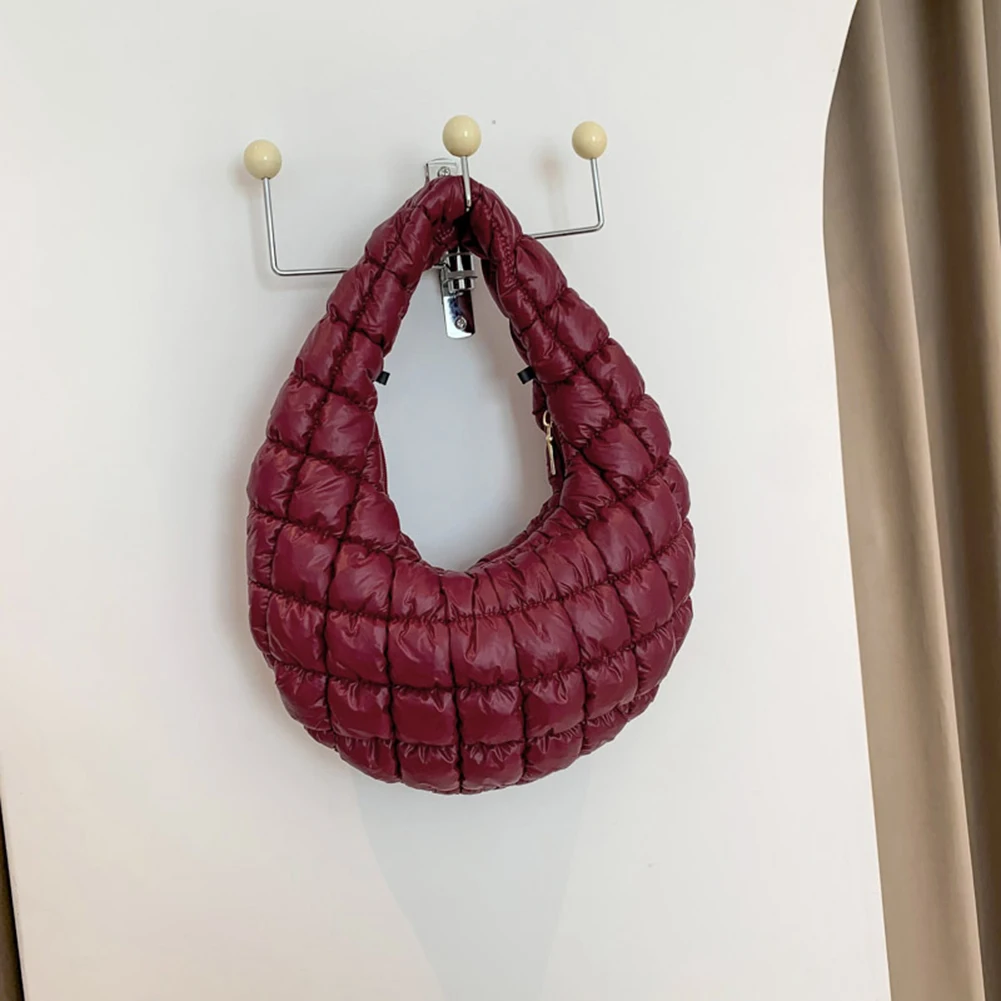 Women Soft Satchel Bag Versatile Cloud Pleatd Bag Lightweight Down Clutch Bag Quilted Tote Handbag Fall Winter Purse