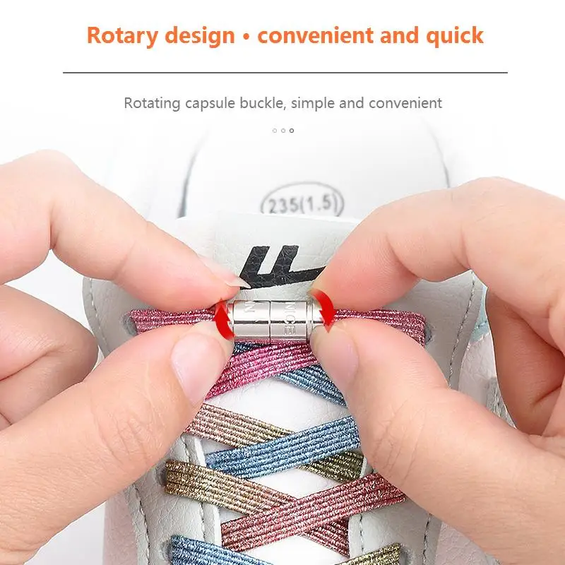 1 Pair Elastic Shoe Laces For Sneakers Flat Shoelaces Without Ties Quick put on and take off  Lazy Shoes Laces Rubber band