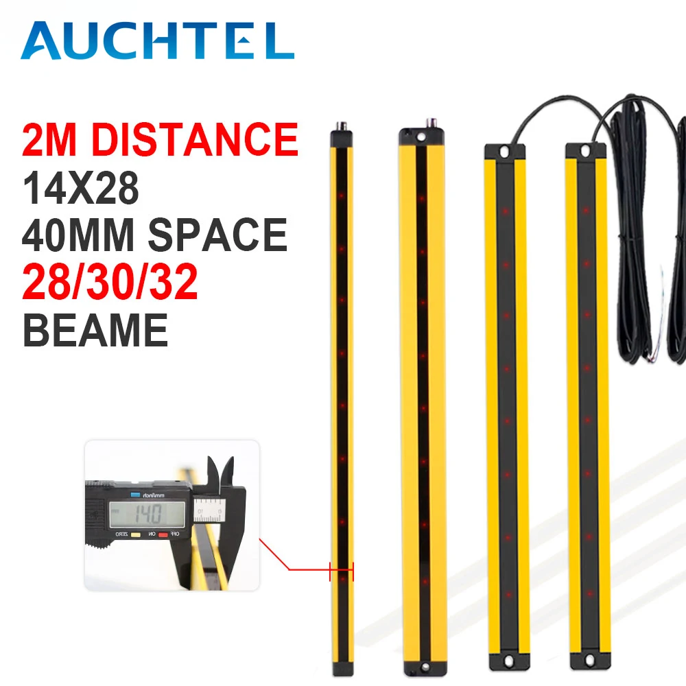 AUCHTEL 14X28 Safety Light Curtains RC4028/30/32 0.2-2m Detecting Distance Super Thin Grating Device Protector for Narrow Space