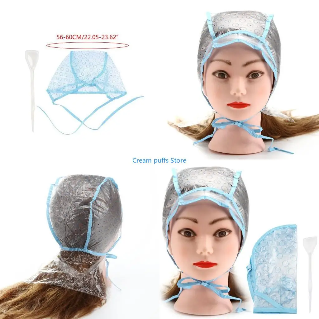 50LE 1 Set Disposable Hair Tipping Cap with Hook for Highlighting Dye Coloring