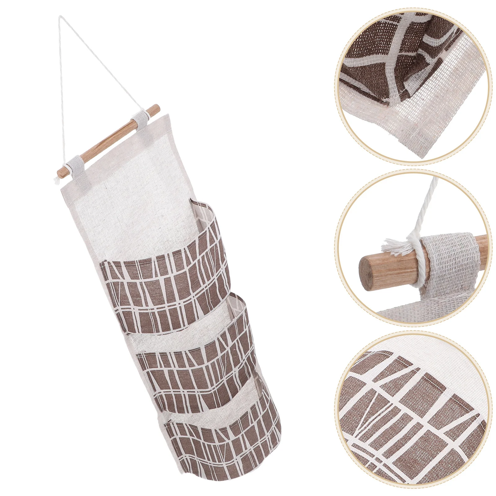 

Waterproof Hanging Storage Bag 3-Pocket Thickened Linen Cotton Wall Organizer for Door Bathroom Closet Socks Bedside Fabric