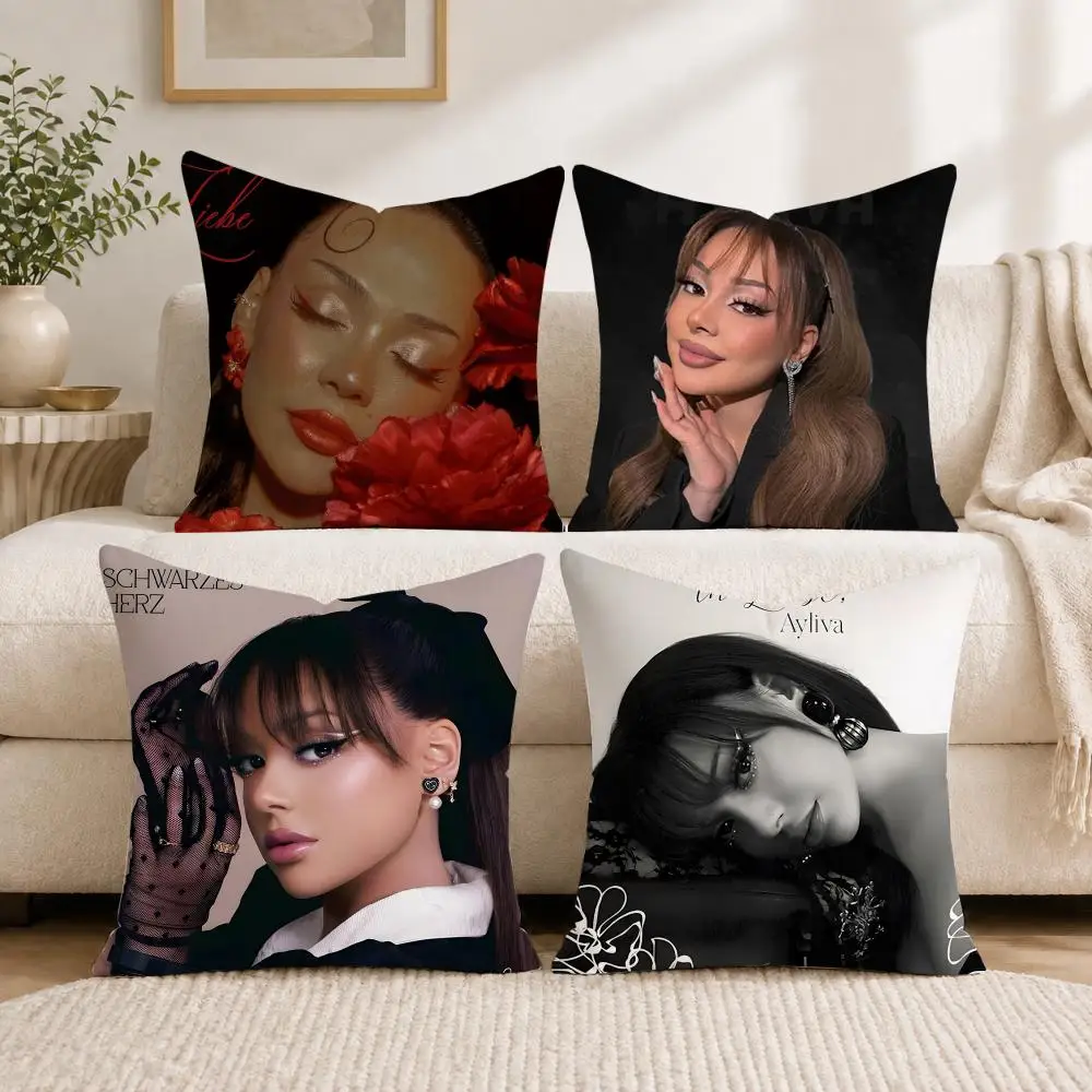 A-Ayliva Singer Cushion Cover Soft Short Plush Pillow Cases Hidden Zipper Cutecore Sofa Bedroom Home Decor Gift
