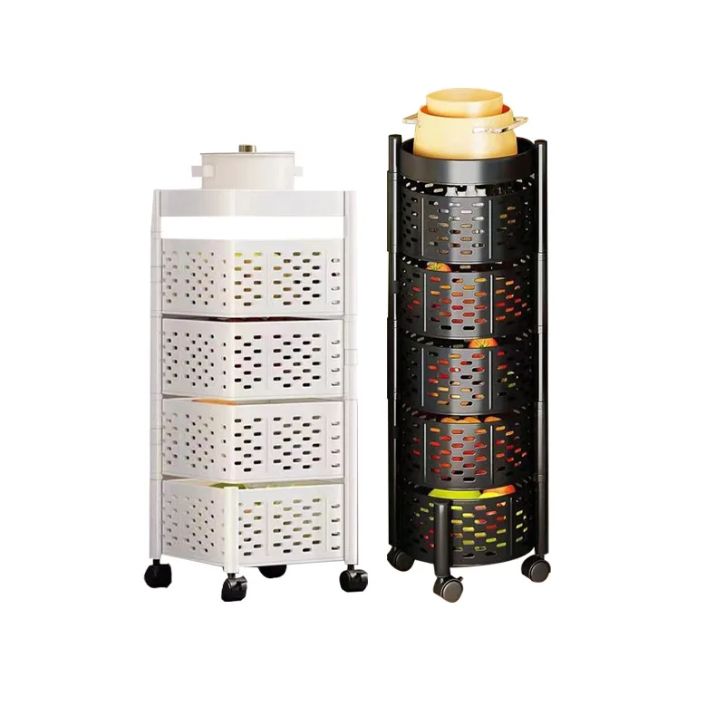 Multi-Functional Household Storage Rack Multi-Layer Fruit and Vegetable Storage Cages Rotating Design