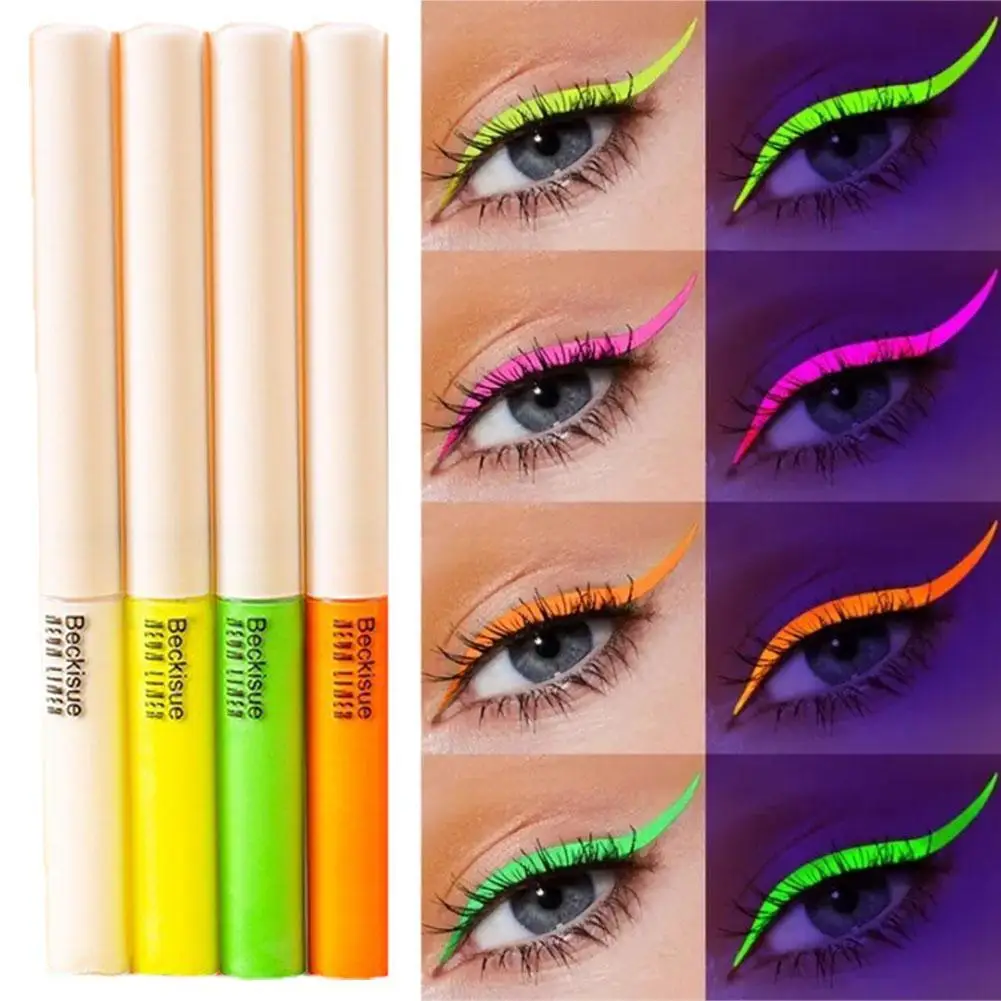 Wielokolorowy fluorescencyjny Eyeliner ołówek świecący światło ultrafioletowe Neon płynny Pigment wodoodporny szybkoschnący trwałe seksowne kosmetyki do oczu