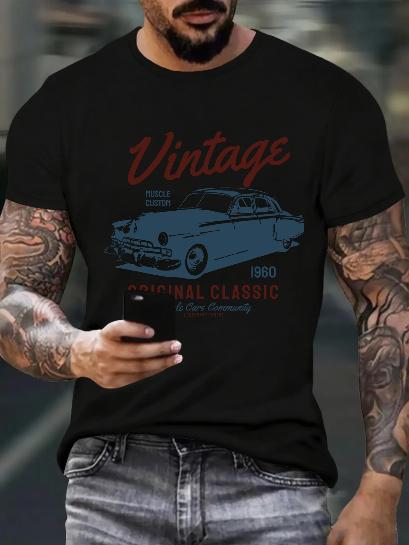 

Vintage Bold Slogan Graphic T-Shirt for Men, Streetwear Style Short Sleeve Tee, Casual Slogan Print Tops