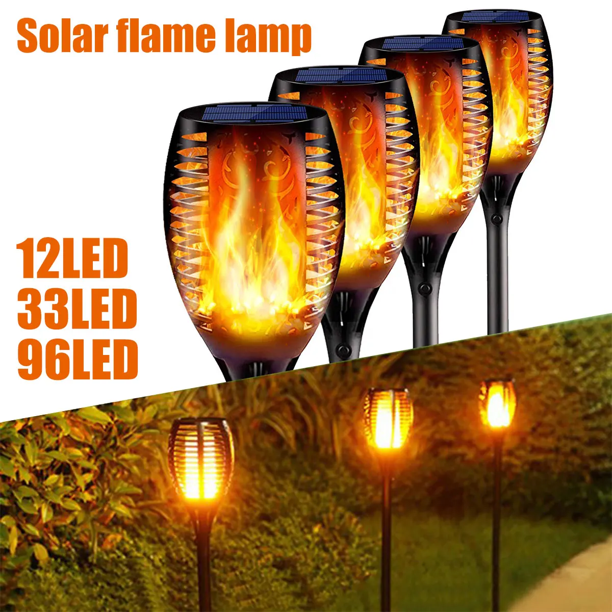 

96 LED Outdoor Solar Lights Garden Lights Pathway Lighting Waterproof Patio Flickering Dancing Torch Flame Lamp Garden Decor