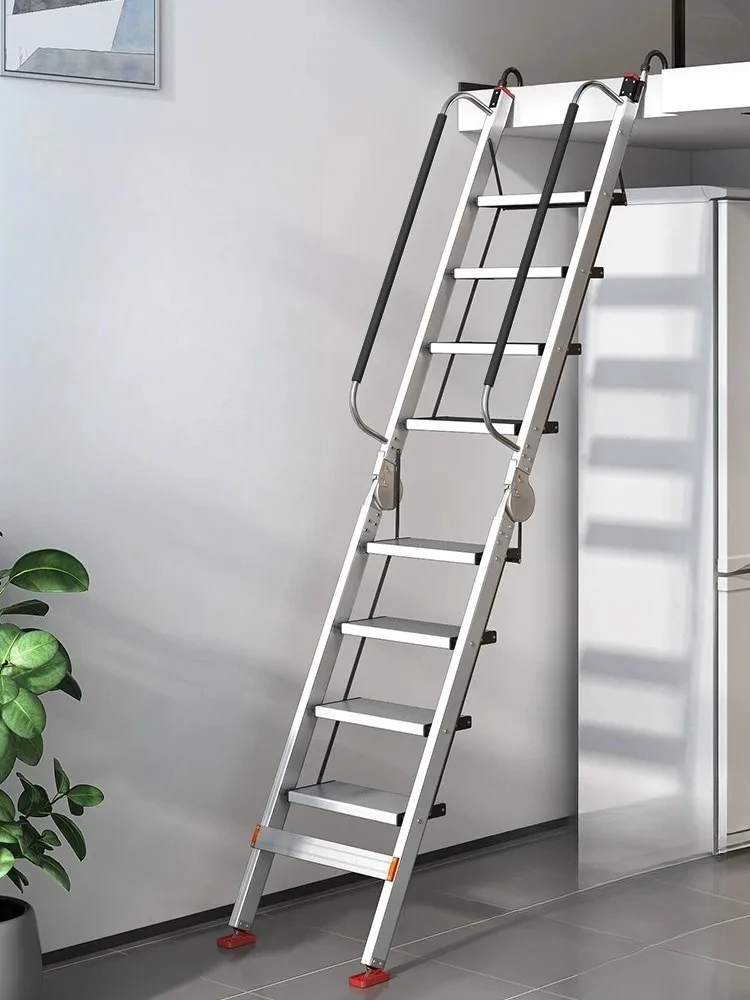 

LTT household aluminum alloy folding telescopic platform loft ladder indoor escalator thickened