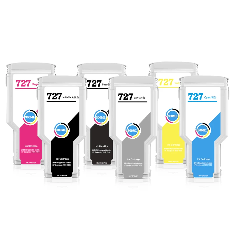 HW.FOREVER For HP 727 300ML Compatible Ink Cartridge For HP DesignJet T920 T1500 T2500 T930 T1530 T2530 Printer Ink Cartridges