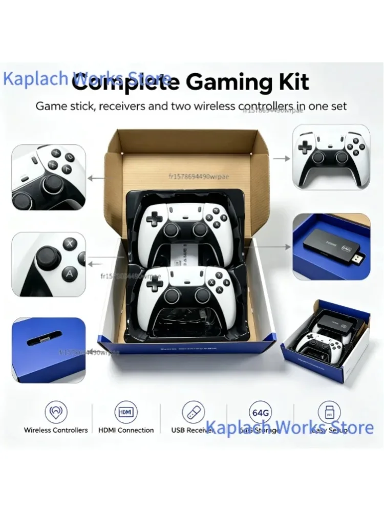 M15 4K Retro Game Stick, 64GB wbudowanej pamięci z ponad 20000 klasycznymi grami, bezprzewodowy kontroler, obsługa ponad 20 emulatorów, odtwarzacz gier wideo HD na telewizor. — 2