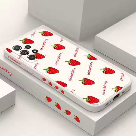 Lucky Strawberry Case For Samsung A73 A53 A33 A23 A13 A03 A03S A72 A52 A52S A32 A02S A02 A12 A71 A51 A31 A22 A21S 4G 5G Cover