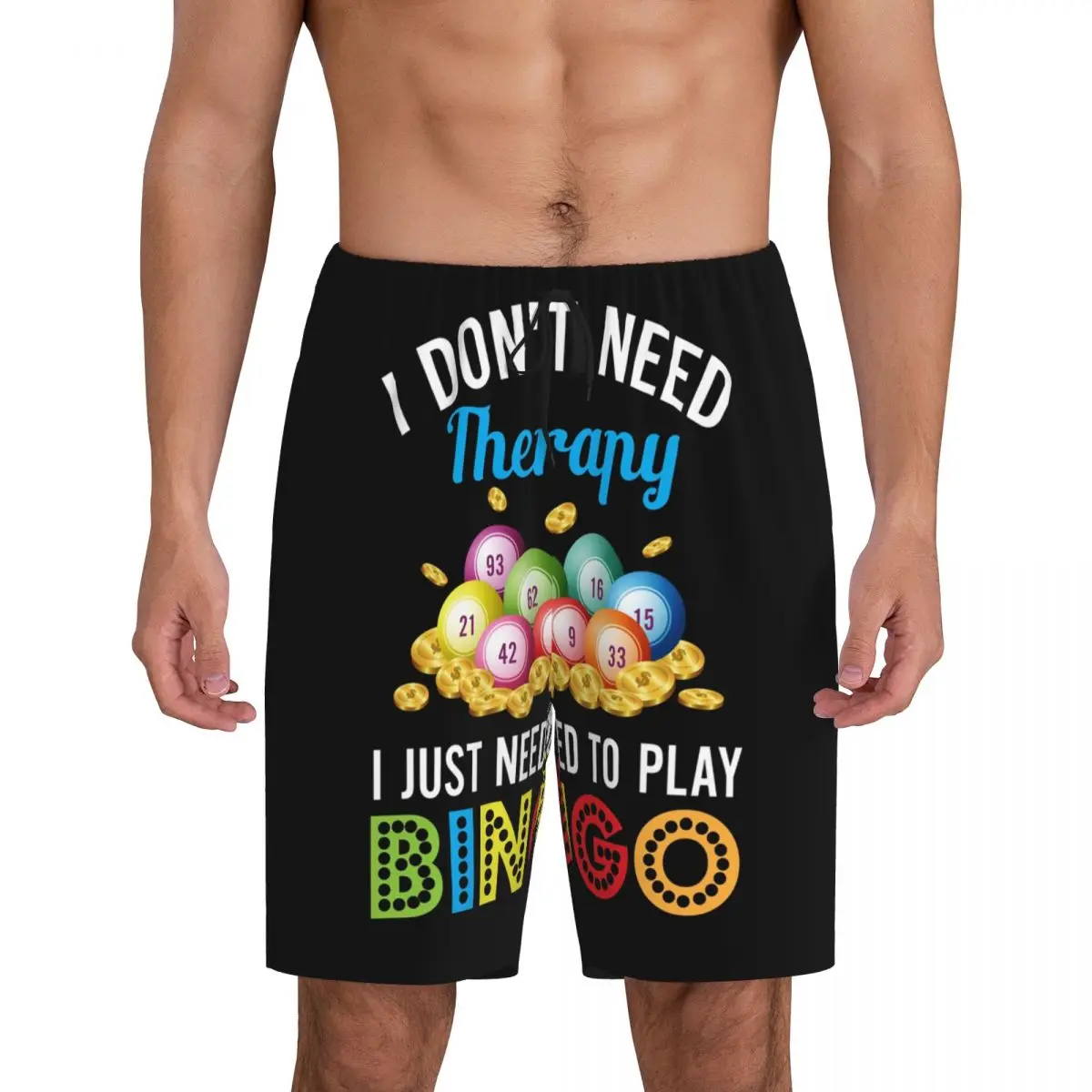 

Custom I Just Need To Play Bingo Pajama Bottoms Men Lounge Sleep Shorts Drawstring Sleepwear Pjs with Pockets