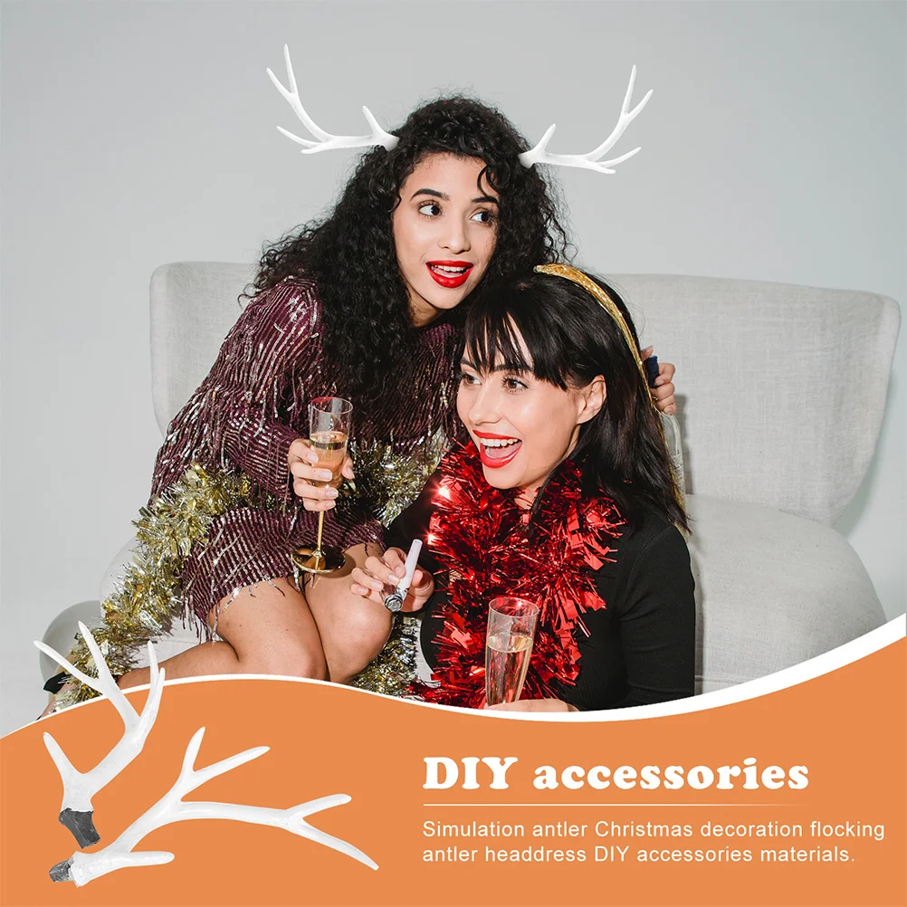 

2Pairs Deer Antler Headband Christmas Decor DIY Hair Accessories Simulation Antlers for Party Cosplay Xmas Decoration