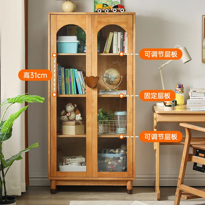 Solid wood shelf household floor bookshelf, multi-layer storage rack c
