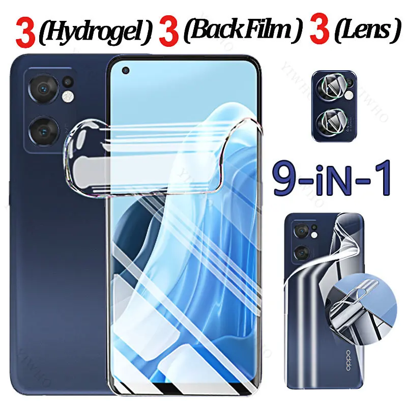 Camera Lens for Oppo Reno7 5G Phone Hydrogel Film Screen Protector Full Cover Cases for OPPO Reno 7 Back Soft 6.43