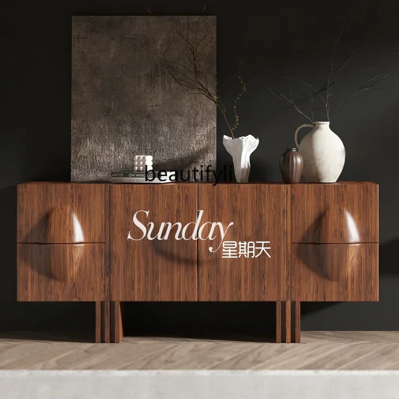 

S Nordic retro chest cabinet light luxury living room locker large capacity porch cabinet can be customized