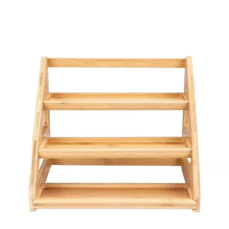 

Bamboo multi-layer seasoning rack, stepped wooden glass jar storage display rack