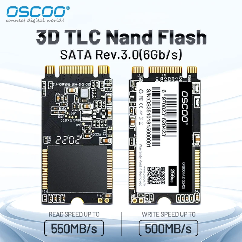 

OSCOO Original 3D TLC SSD SATA3 ON800 M.2 Internal SSD M.2 2242 Hard Drive M.2 Hard Disk for Laptops Netbook Ultrabook Notebook