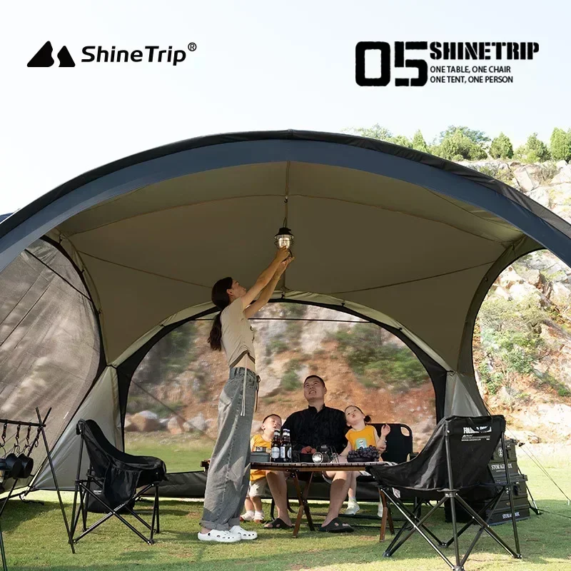 ShineTrip New Outdoor Round Dome Canopy Tent Multiplayer Waterproof Sunproof Camping Oversized Enclosure Fabric Mesh Dome Set