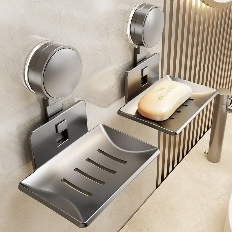No-Drill Suction Cup Storage Rack Soap Storage Rack Toilet Drain Box Wall-Mounted Bathroom Soap Storage Rack Household Soap Box