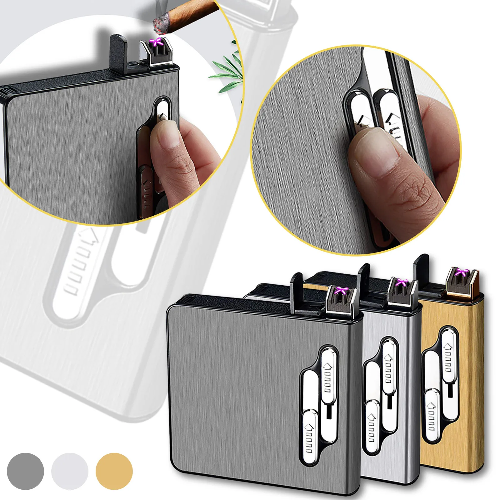 Personalized Cigarette-Case,Rechargeable Dual-Arc Lighter Cigarette-Box,Holds 20-Cigarettes Fashionable Lightweight Practical