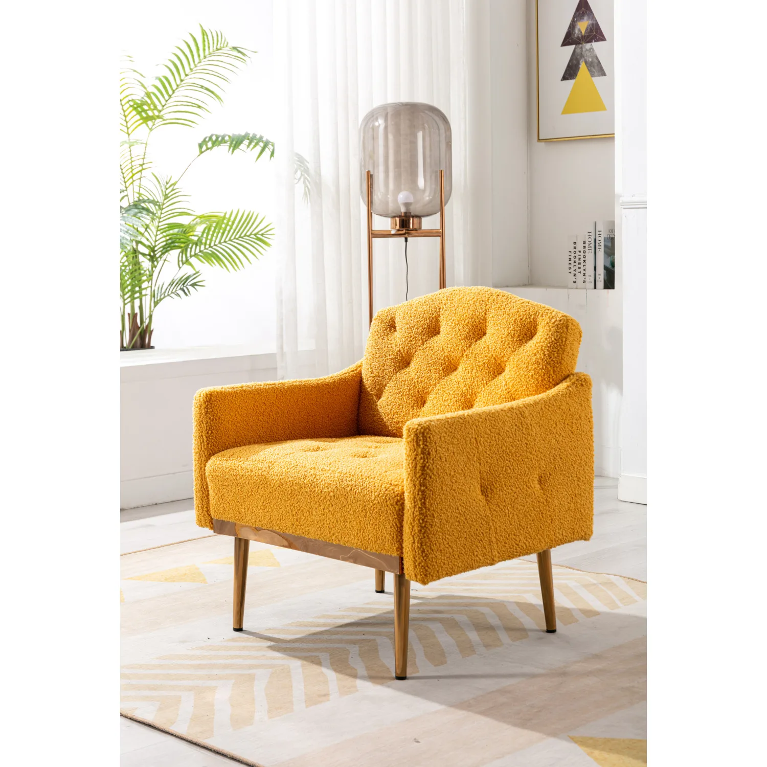 

COOLMORE Accent Chair: Leisure Single Sofa with Rose Golden Feet