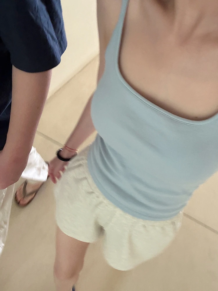 

Isaro Uu Slim Fit round Ne Multi-Color Cotton Vest with Built-In Pads Casual Comfortable Breathable Women's Tank Top