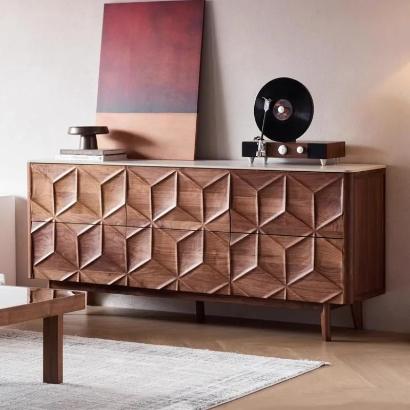 

North American black walnut six-chest cabinet, solid wood entrance cabinet, bedroom bedside cabinet, locker