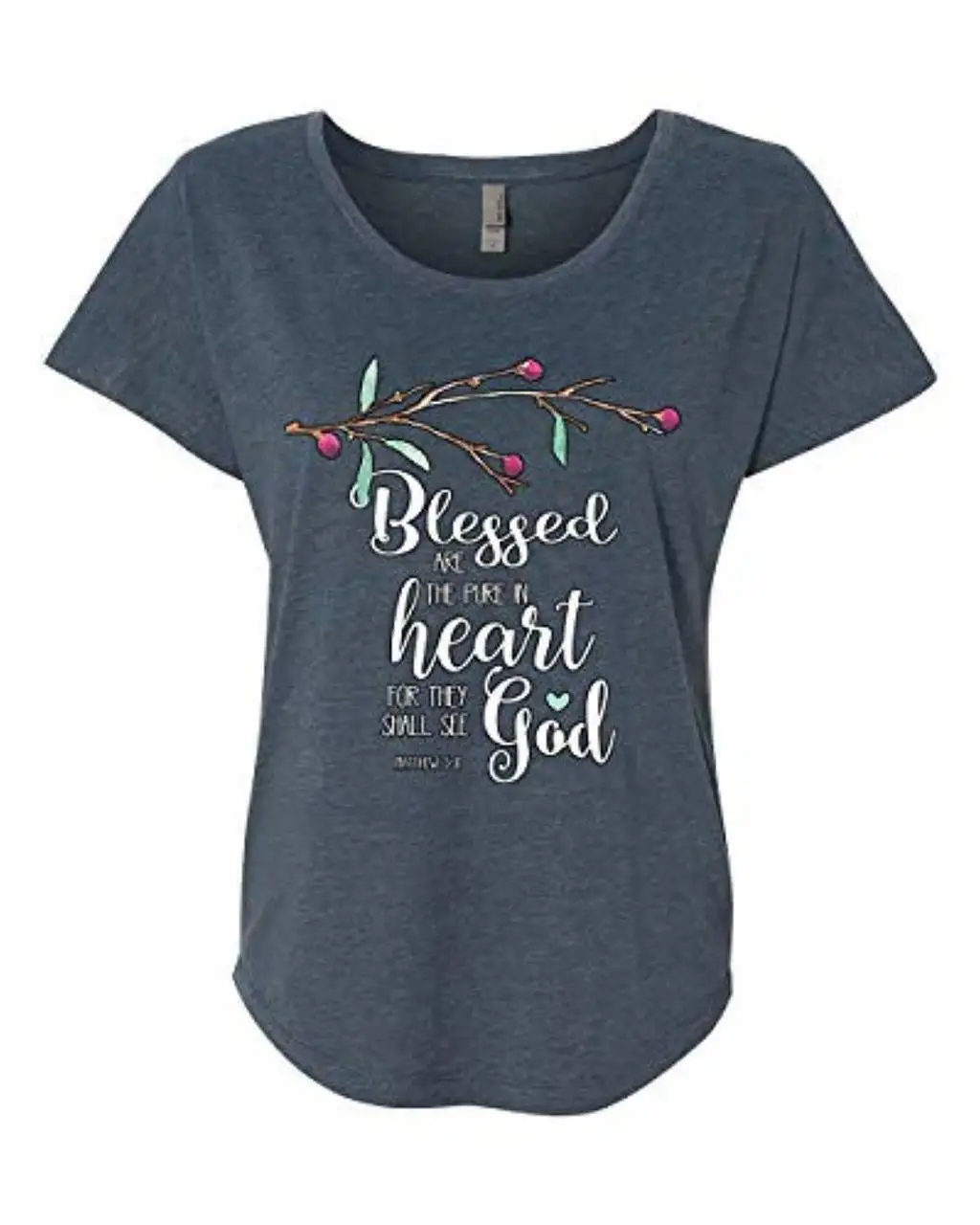 Trenz T Shirt Company Christian Blessed Are The Puro in Cuore Donna Triblend Dolm