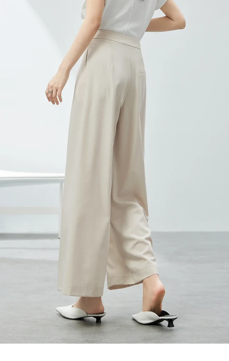 SENTUBILA Wide Leg Ankle-length Pant 2024 Summer New Fashion High Waist Loose Women Pants Commuter Simple Trousers 142K54039