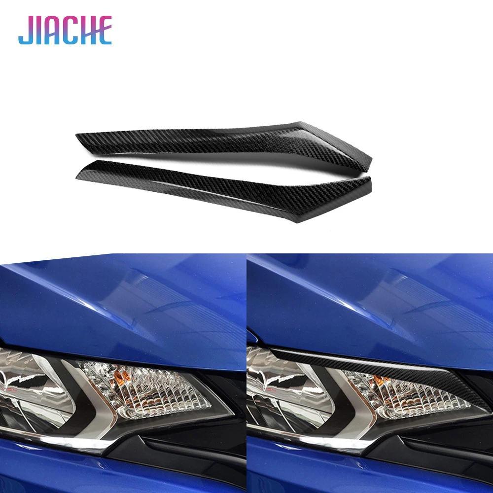 

Carbon Fiber Car Front Eyelid Bumper Lamp Eyebrow Trims for Honda Fit C88 2014-2016 Headlight Eyelid Eyebrow Cover Decoration