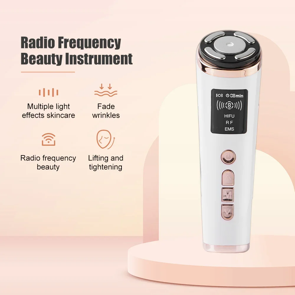 RF Radio Frequency Hifu Ultrasonic Machine EMS Micro Current Facial Beauty Device Firming Skin Tightening Anti-age Face Massager