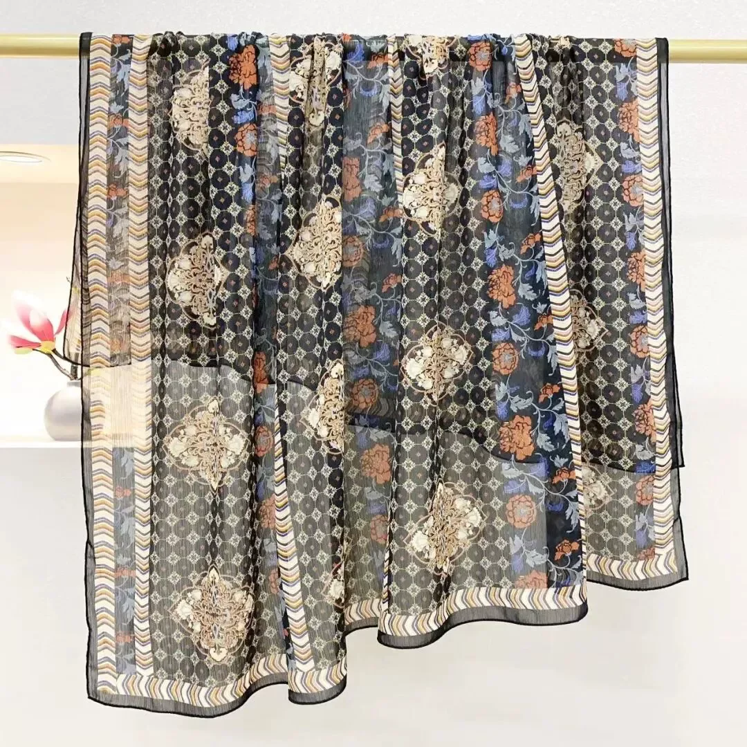 

High-End All-Match Double-Sided Square Scarf Sun Protection Scarf Shawl for Women Wrap Ladies Retro Office Foulards