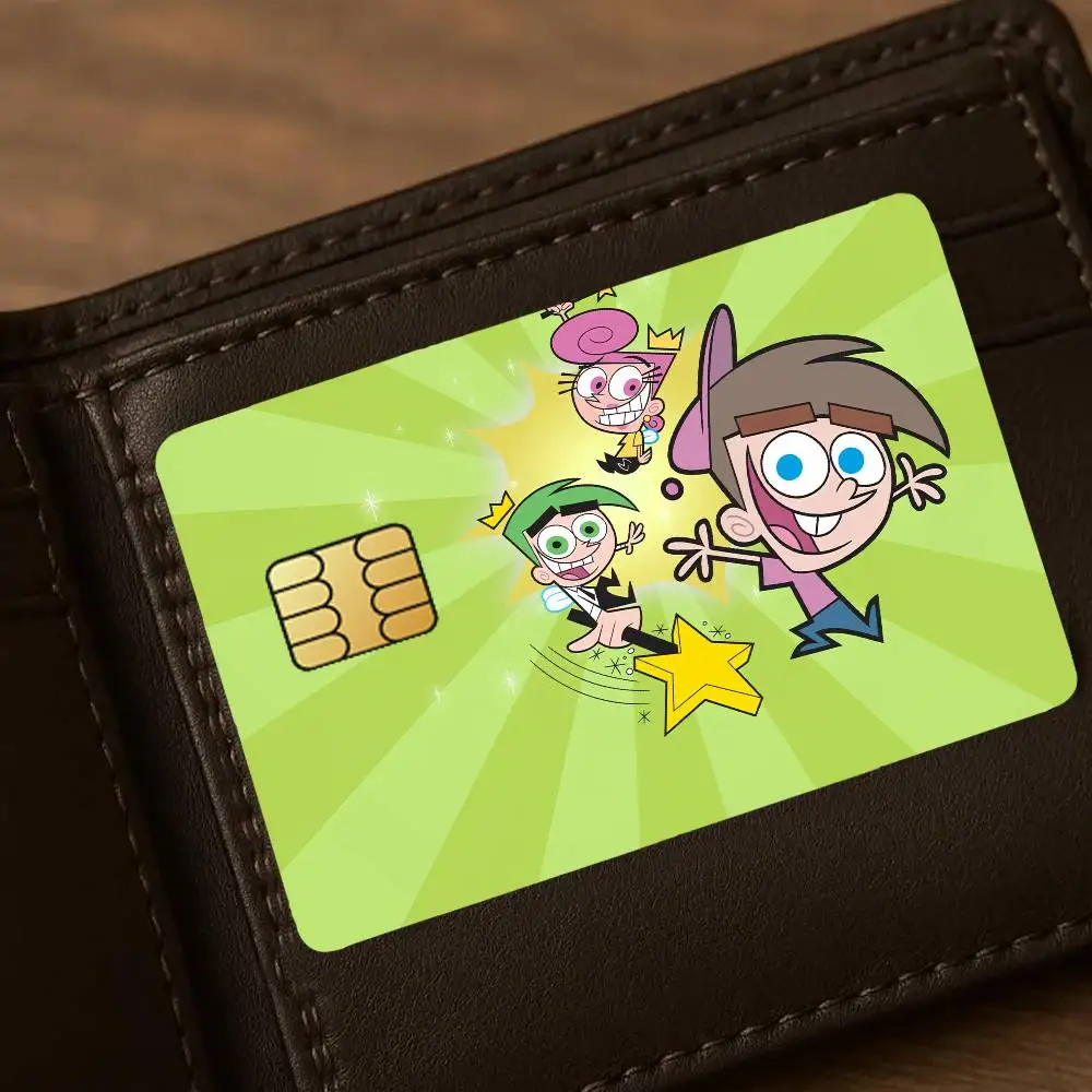 ملصقات بطاقات الائتمان الكرتونية The Fairly Oddparents لحماية الخصم البنك الزخرفية 4 قطعة ملصق مضاد للخدش ومقاوم للماء #6