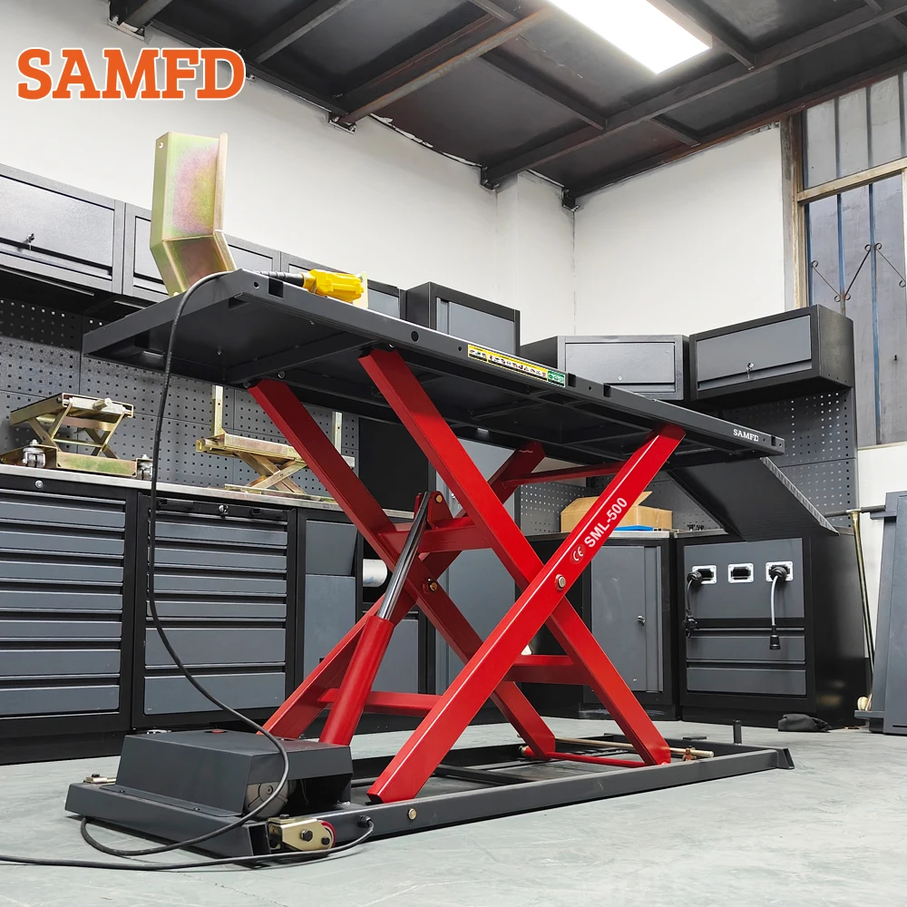 Electric Hydraulic Motorcycle Stand Lift Ramp with 700kg Lifting Capacity motorcycle Scissor Lift Table view 5